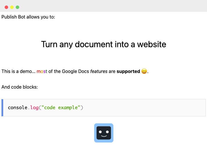 Інструменти перетворення Doc-to-Web: Опублікувати бот
