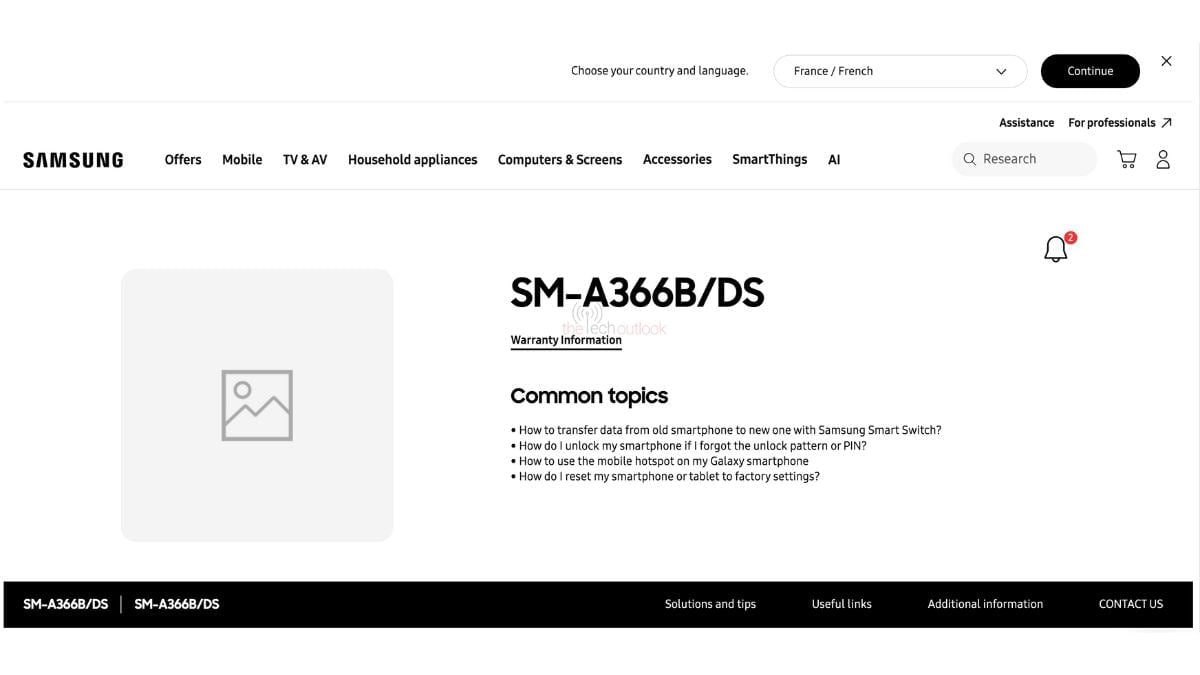 Сторінка підтримки Samsung Galaxy A36 5G