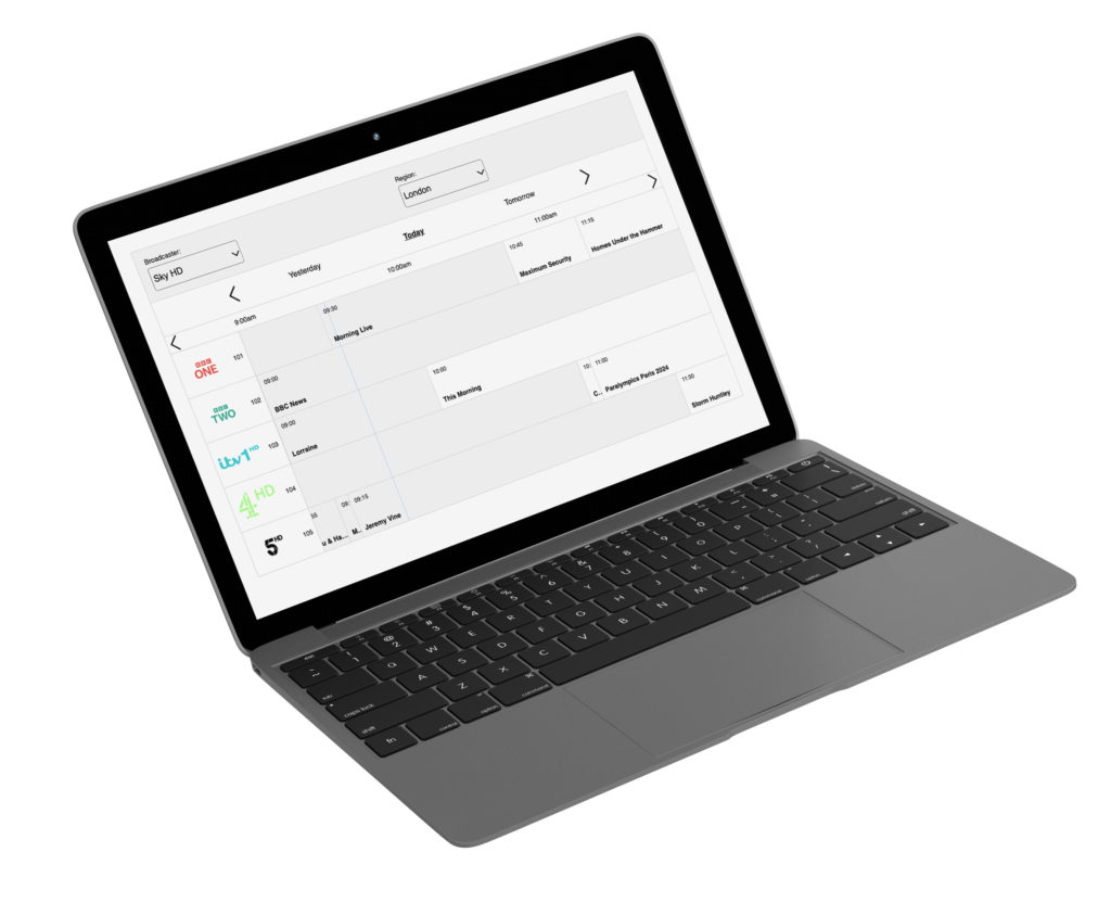 Макет телевізійного віджета PA TV Metadata, на який є посилання в блозі.