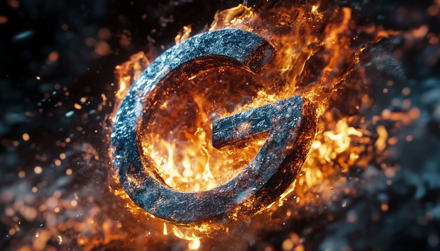 Логотип Google Заморожений пожежа розірвана