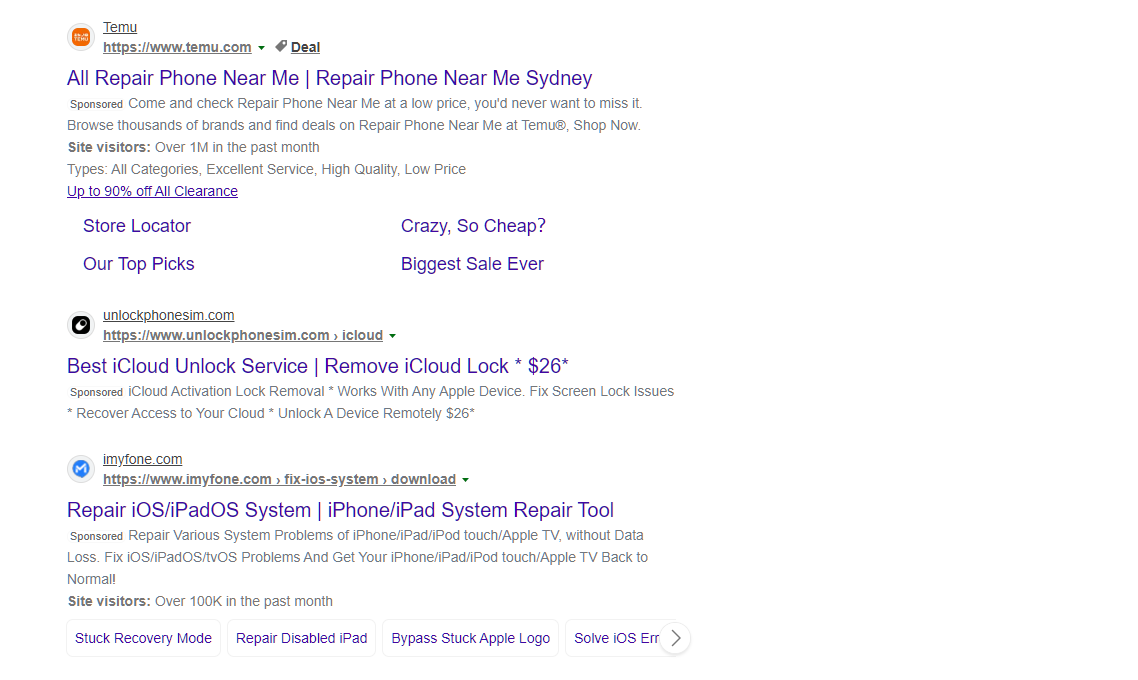 Бінг підкреслює рекламу