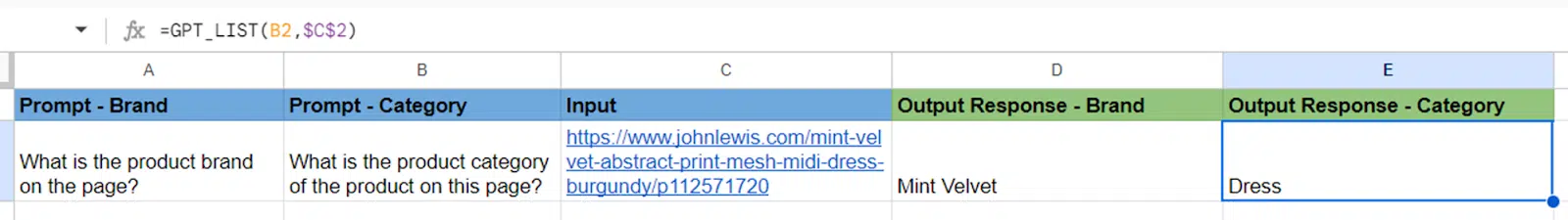 Приклад Google аркушів масового виходу
