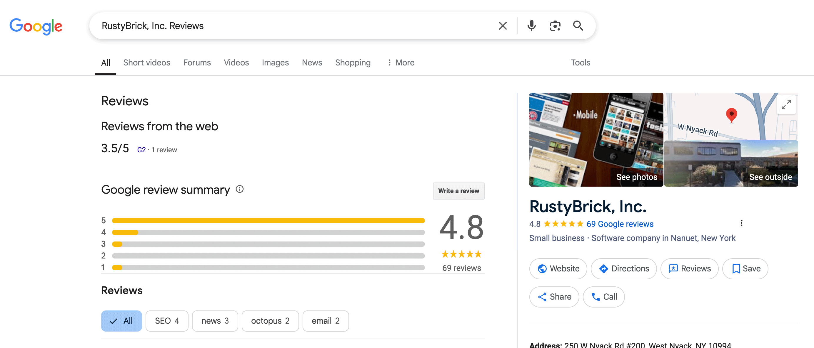 Google Local Pane Reviews Normal