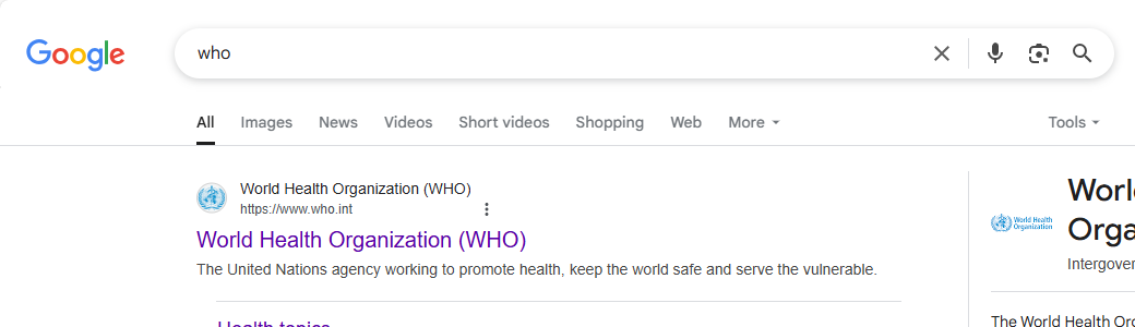 Результат пошуку Google для запиту 