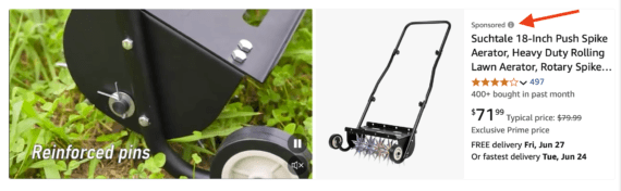 Приклад реклами на Amazon Ads Lawn Aerator Sochtale