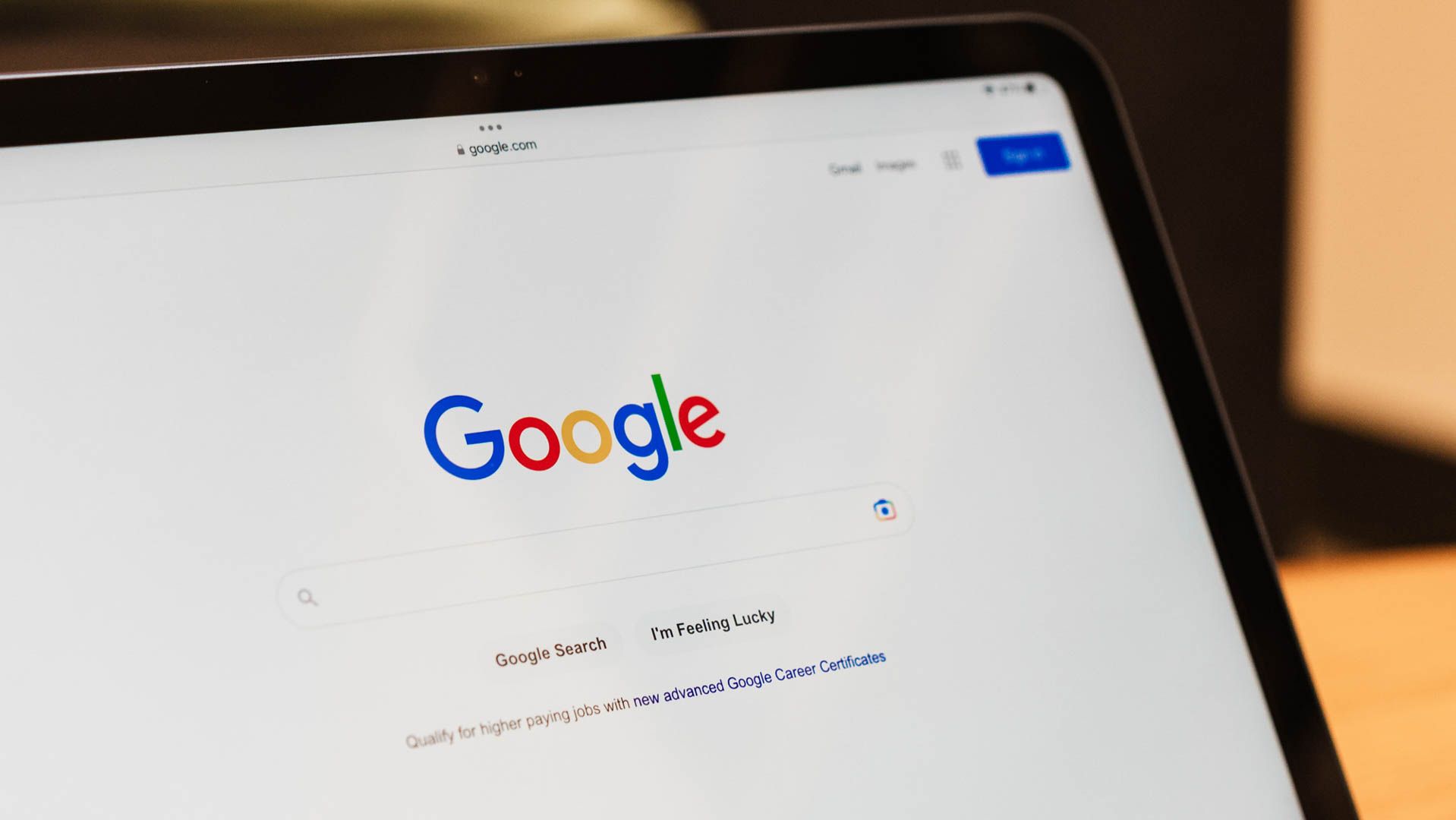 Пошук Google на iPad.