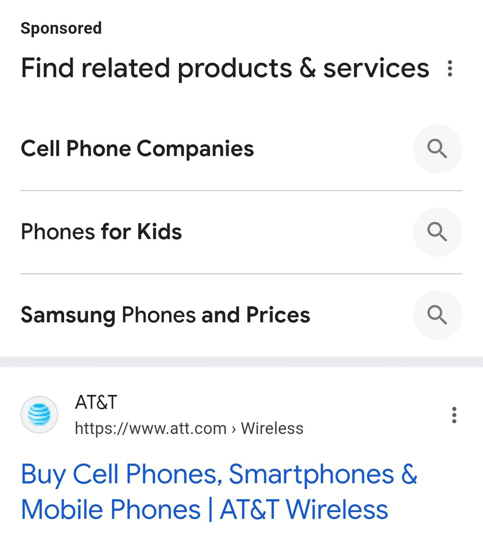 Оголошення Google Знайдіть пов’язані послуги продуктів