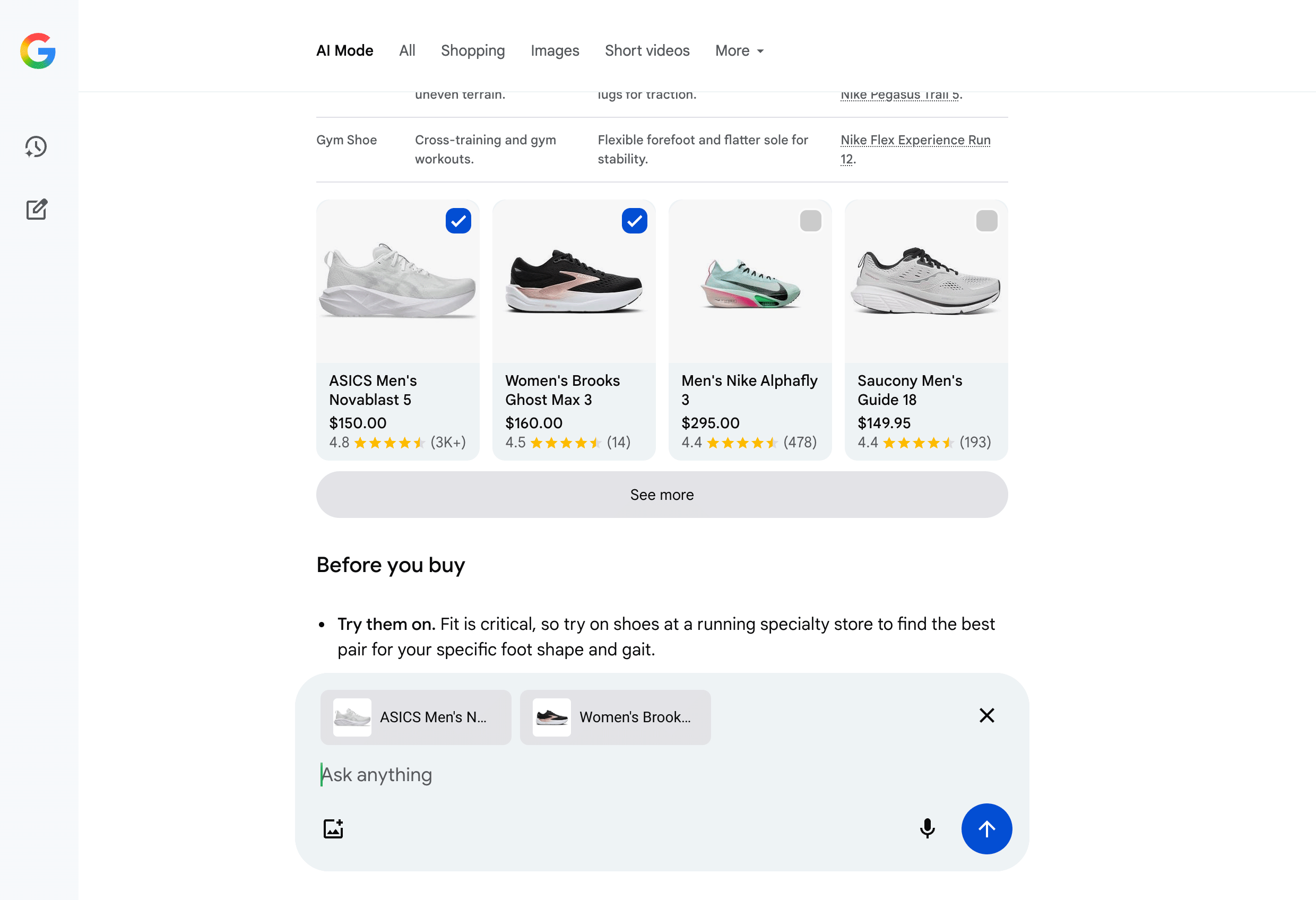 Виконайте працездатне поле AI режим Google безкоштовні списки