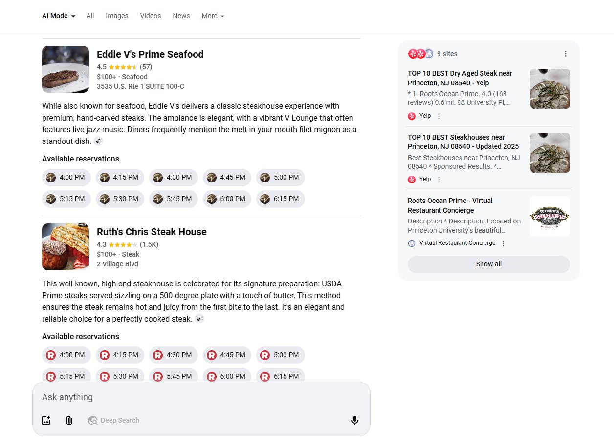 Google AI Mode Agentic3