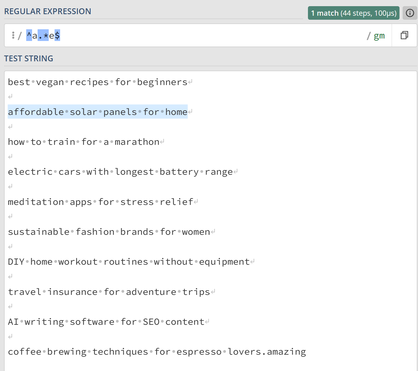 Використання регулярного виразу – приклад 3