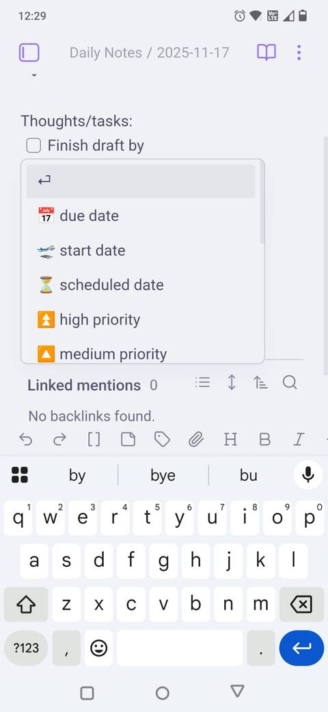 Скріншот завдань в Obsidian
